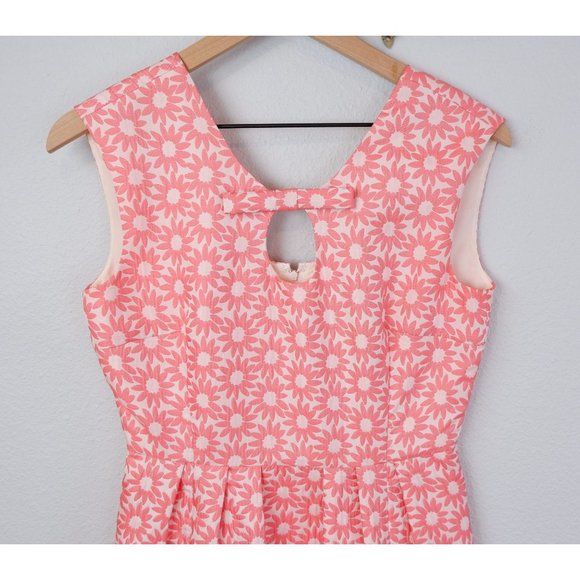 Belle Badgley Mischka Women's Retro Daisy Print Jacquard Fit & Flare Dress, 4 - Picture 7 of 14